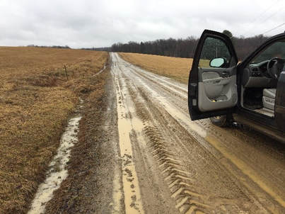 Muddy road before ROAD-HARD